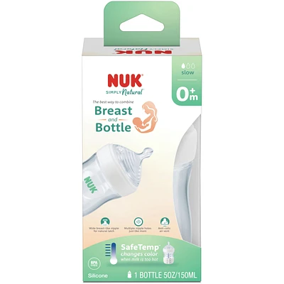 NUK Simply Natural Bottle with SafeTemp, 5 oz (150 mL), 1 Pack