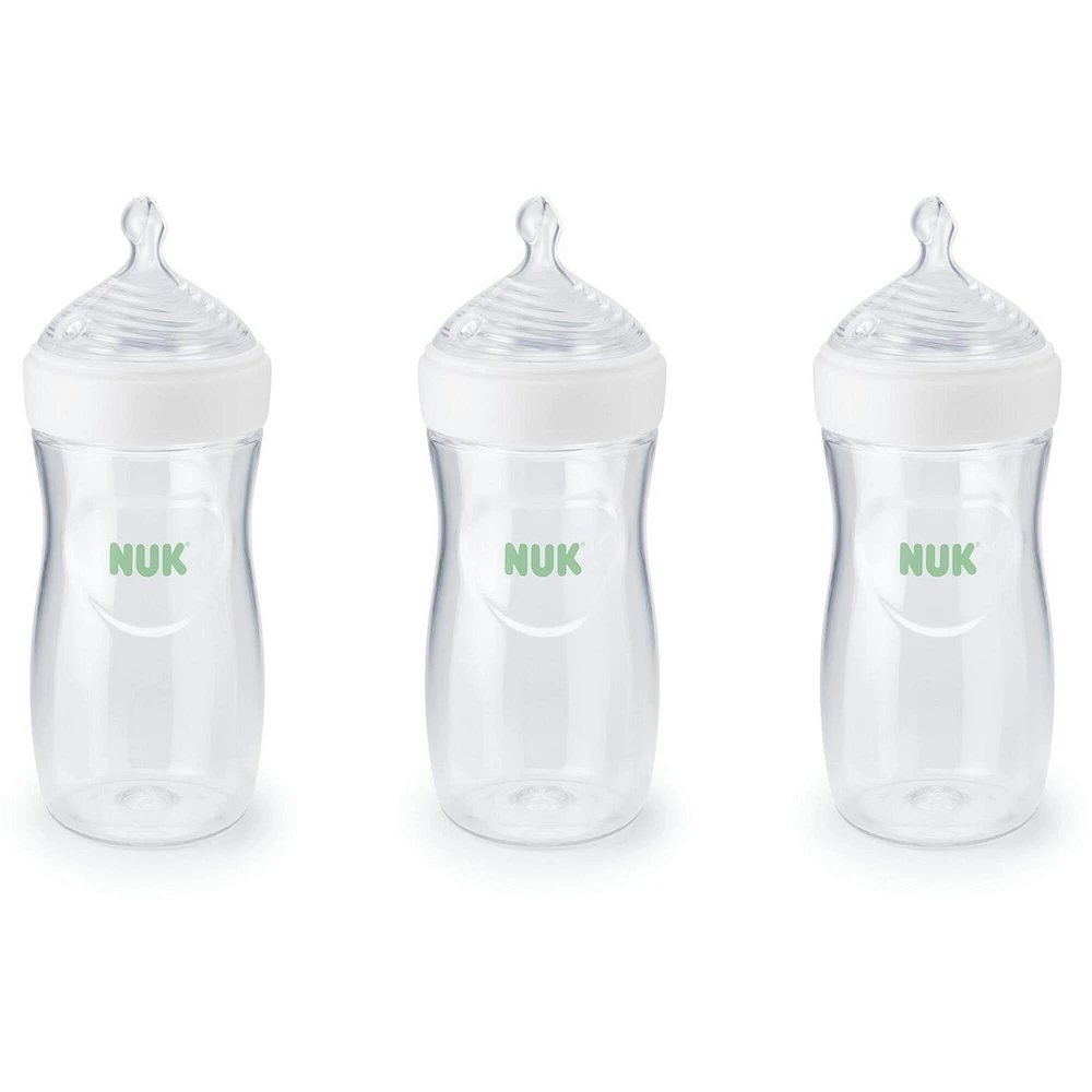 NUK Simply Natural Bottle with SafeTemp, 9 oz (270 mL), White, 3 Pack