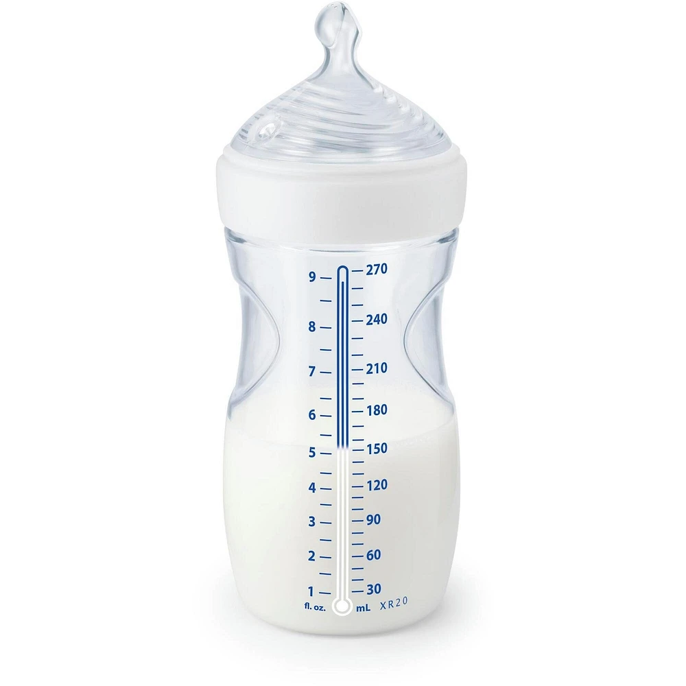 NUK Simply Natural Bottle with SafeTemp, 9 oz (270 mL), White, 3 Pack