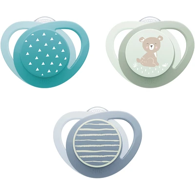 NUK Orthodontic Pacifier, 6-18 months, Green Bear, 3 Pack