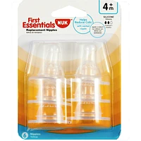 First Essentials by NUK® Nipple 6PK, Medium Flow, Silicone
