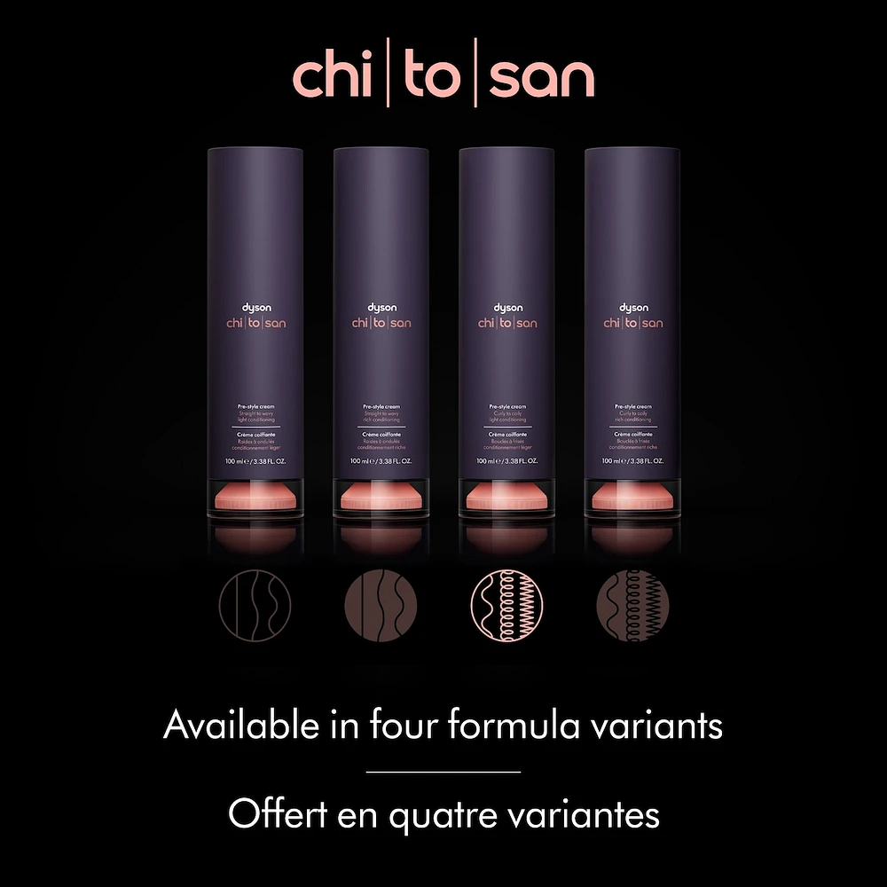 Crème de précoiffage Dyson Chitosan pour revitalisation riche des cheveux bouclés à crépus (100ml)