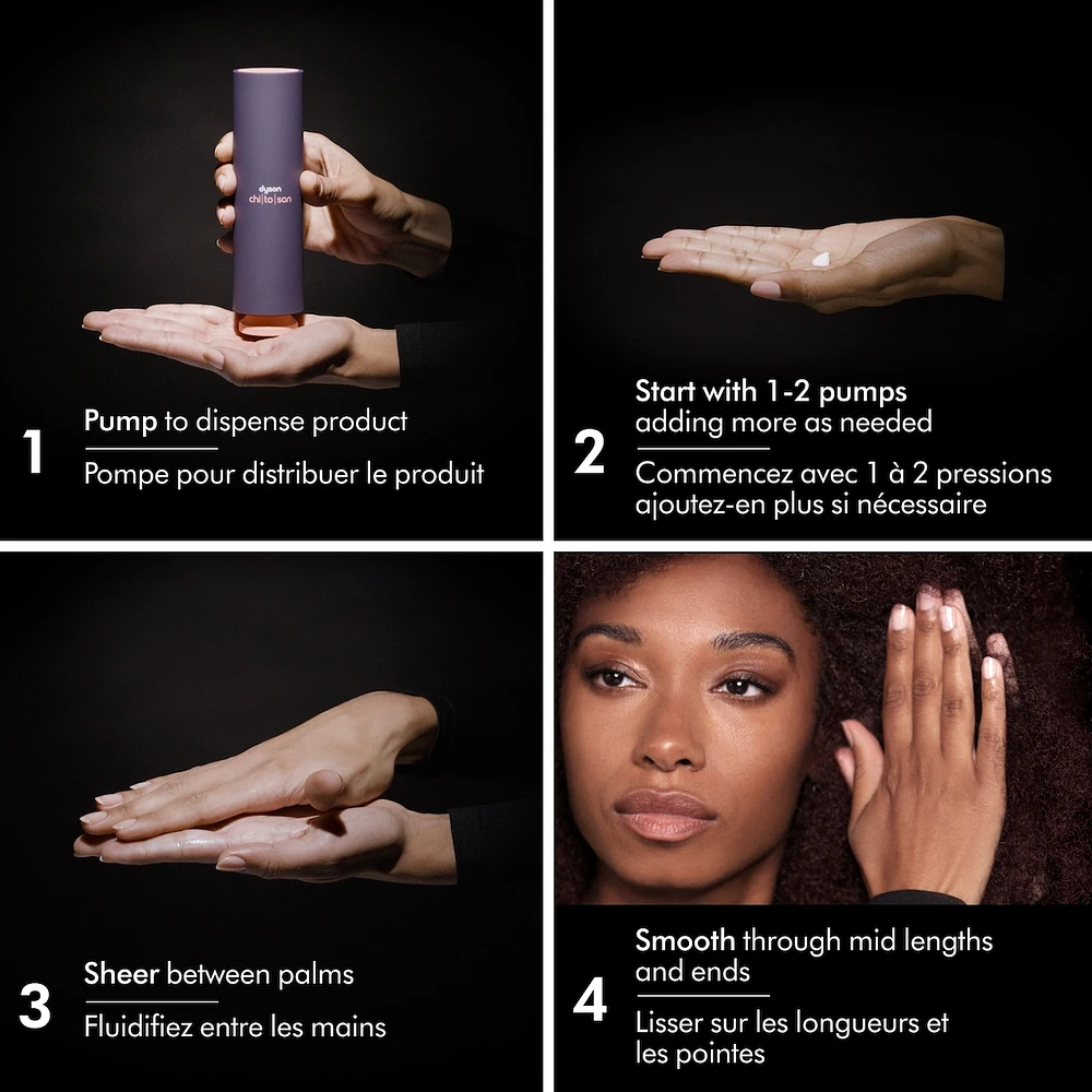 Crème de précoiffage Dyson Chitosan pour revitalisation riche des cheveux bouclés à crépus (100ml)