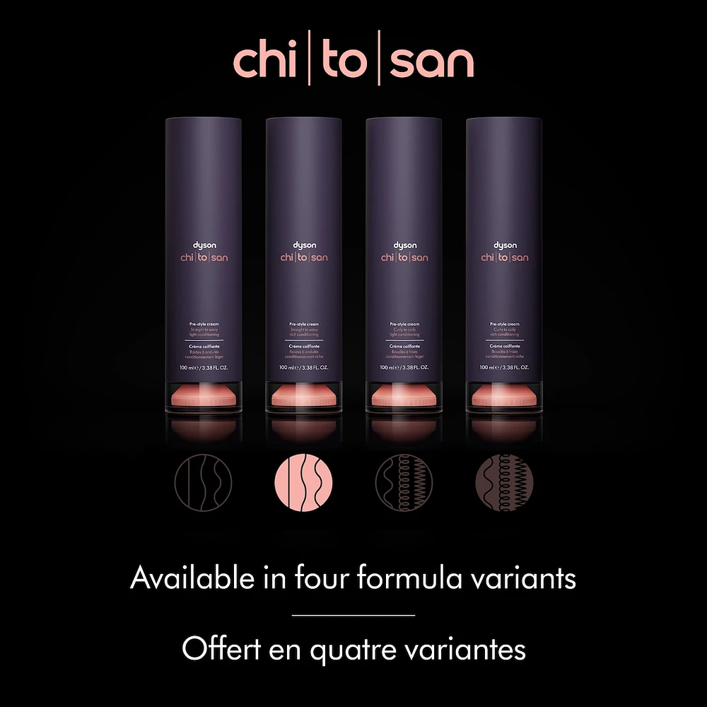 Crème de précoiffage Dyson Chitosan pour revitalisation riche des cheveux droits à ondulés (100ml)