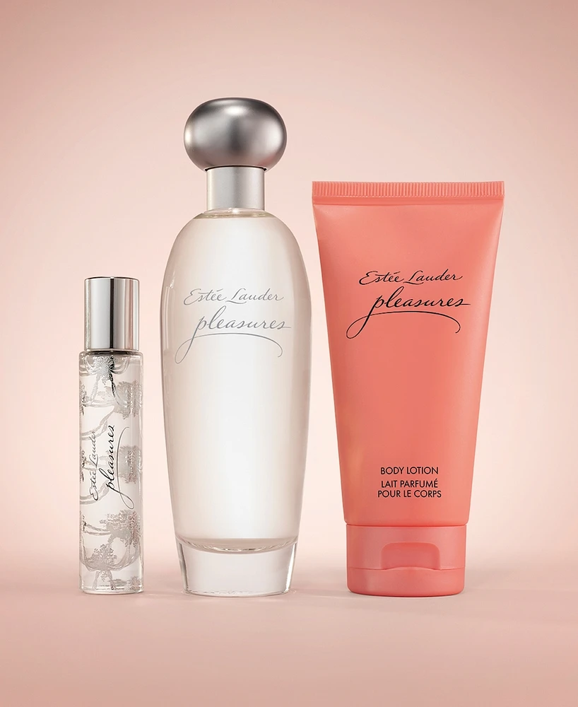 Ensemble de parfums de la collection Estée Lauder et Ladurée Pleasures| Notes de lys blanc, de rose rose et de bois de santal| Ensemble de parfums pour femmes
