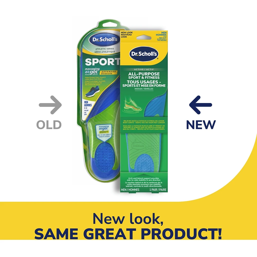 All-Purpose Sport & Fitness Comfort Insoles, Mens, Trim to Fit