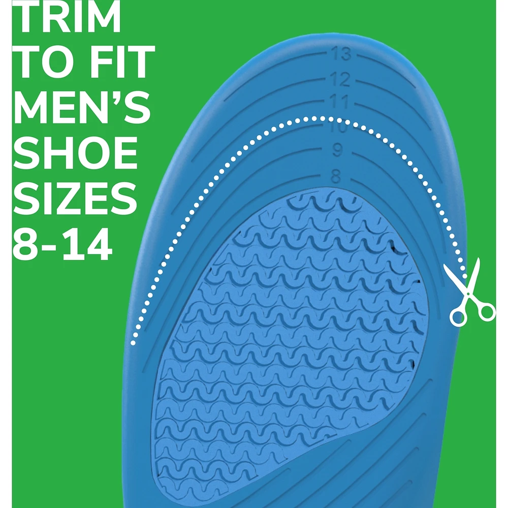 All-Purpose Sport & Fitness Comfort Insoles, Mens, Trim to Fit