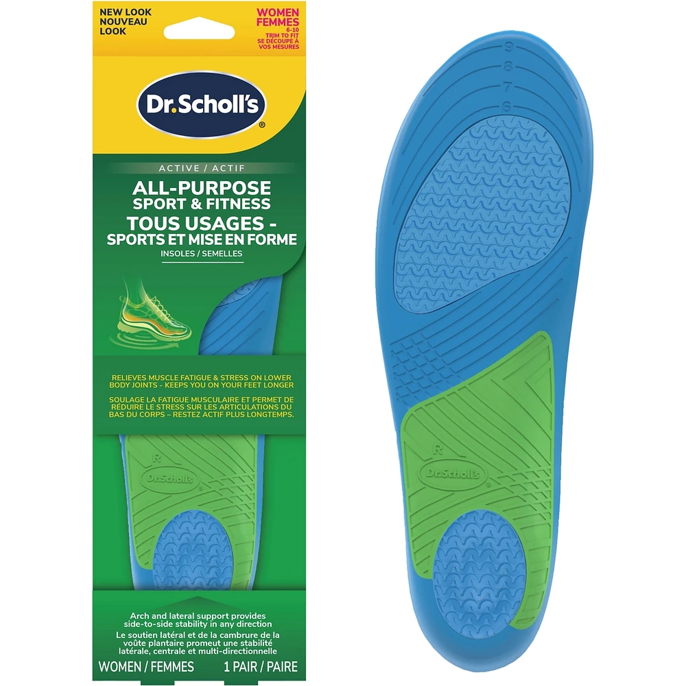 All-Purpose Sport & Fitness Comfort Insoles, Women, Trim to Fit