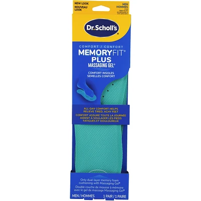 Memory Fit® Plus Massaging Gel® Comfort Insoles, Men, Size 8-14