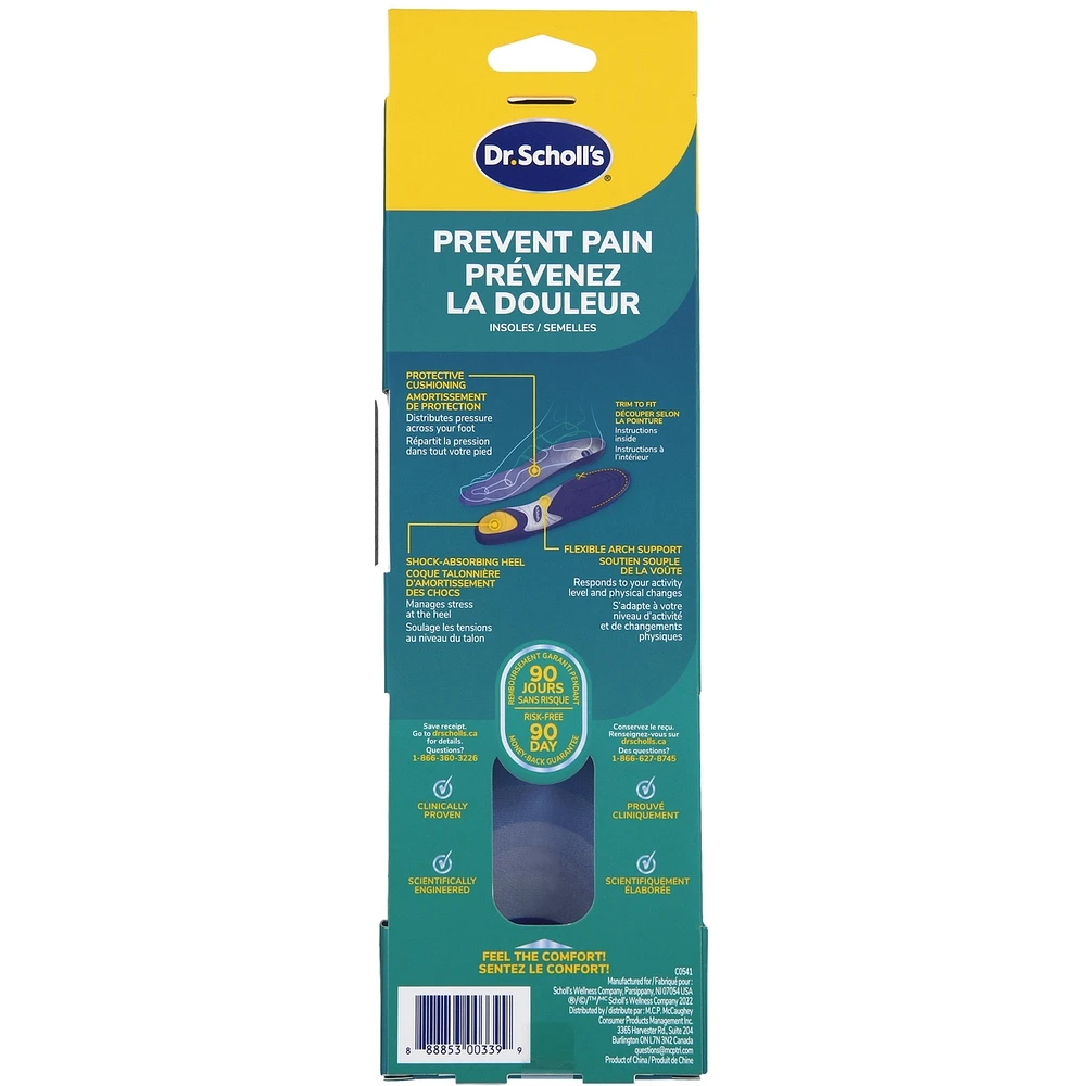 Prevent Pain Protective Insoles, Women, Size 8-14