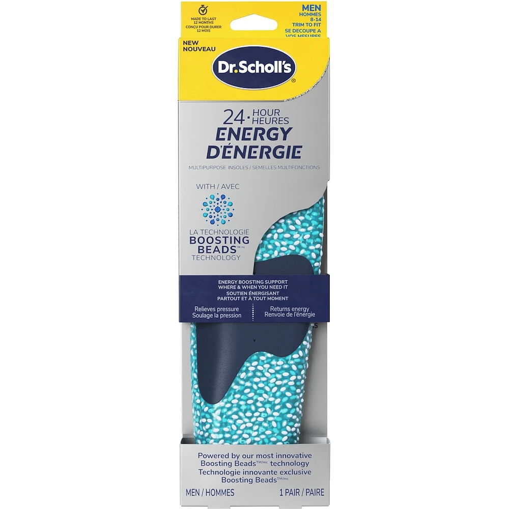 24-Hour Energy Multipurpose Insoles, Men, Size 8-14