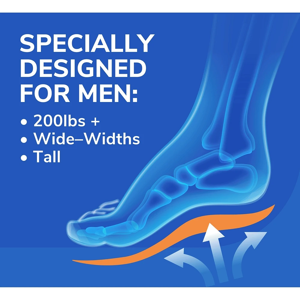 Extra Comfort All-Day Insoles with Massaging Gel®, Mens Size 8-14