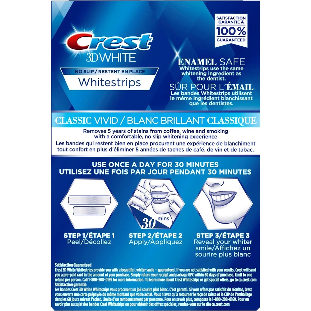 Bandes Crest 3D White Whitestrips Blanc brillant classique, 20 traitements