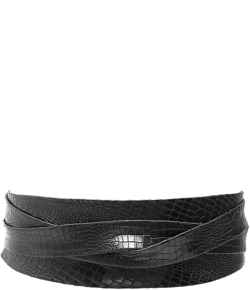 Lauren Ralph Lauren 2 Wide Crocodile-Embossed Leather Belt