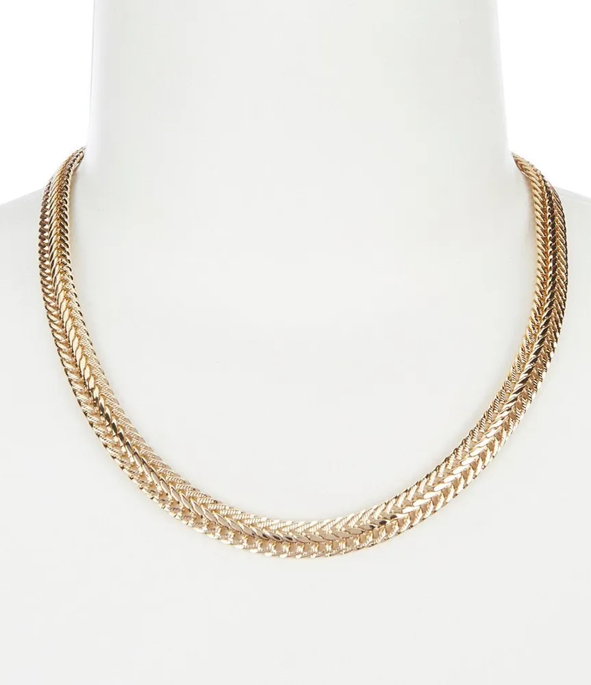 Anne Klein Flat Gold Chain Collar Necklace