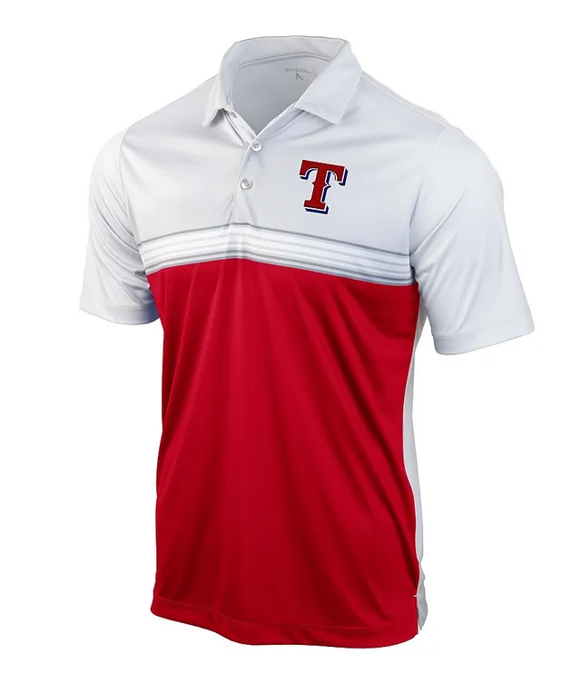 MLB Baseball TEXAS RANGERS Red White Striped Embroidered Polyester Polo  Shirt