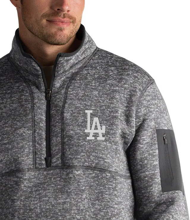 Los Angeles Dodgers Antigua Fortune Big & Tall Quarter-Zip Pullover Jacket - Heather Black