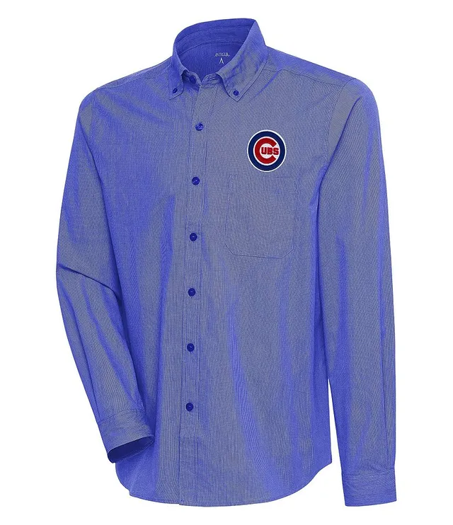 Men's Antigua Chicago Cubs Associate Plaid Button-Down Shirt