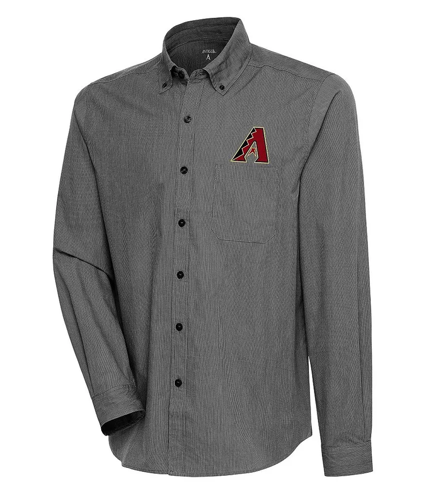 Antigua MLB American League Compression Long Sleeve Woven Shirt, Mens, S, Boston Red Sox Navy/White