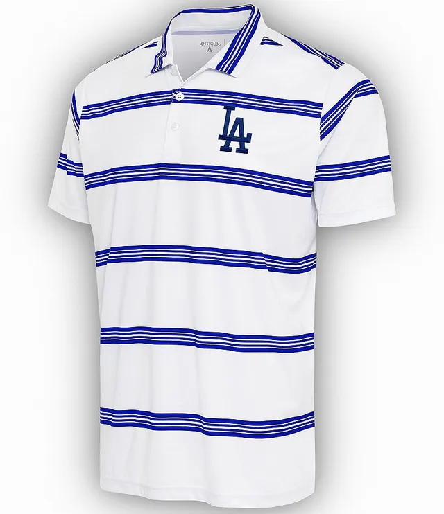 Antigua MLB National League 19th Hole Short Sleeve Polo Shirt, Mens, L, Los Angeles Dodgers Grey Heather