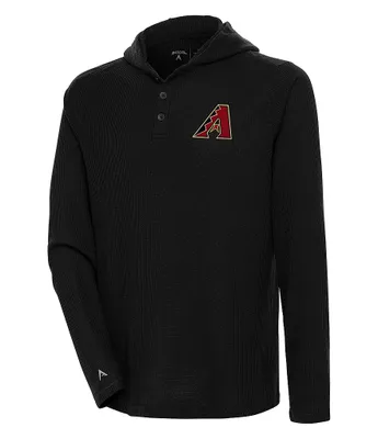 Texas Rangers Antigua Strong Hold Long Sleeve Henley Hoodie T-Shirt - Red