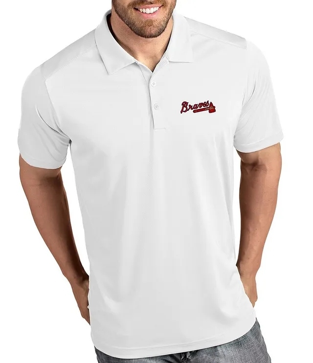 Men's Antigua Heathered Black/Red Atlanta Braves Esteem Polo