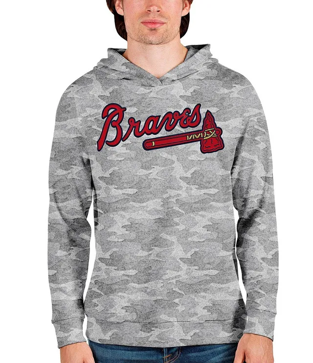 Atlanta Braves Antigua Flier Bunker Pullover Sweatshirt - Red