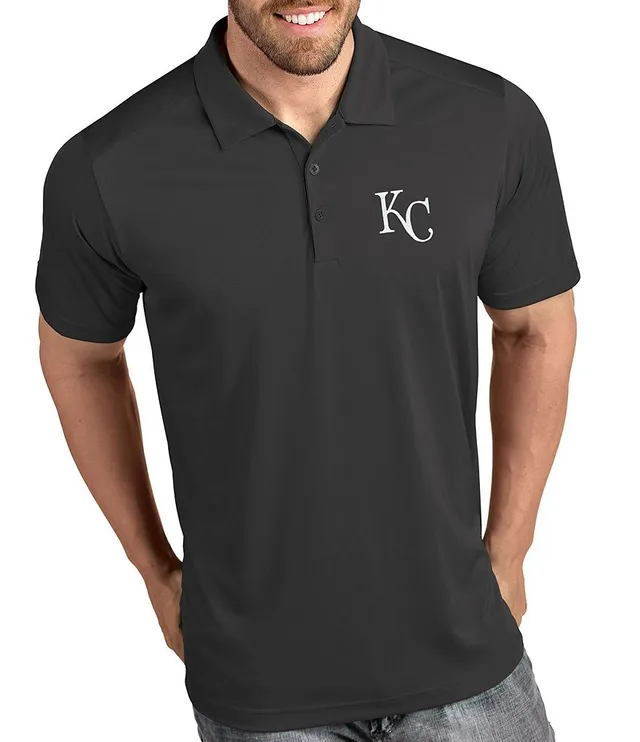 Men's Antigua Heathered Black/Silver Kansas City Royals Esteem Polo