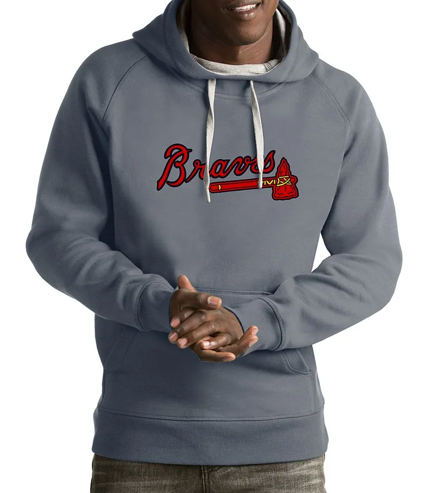 Atlanta Braves Antigua Victory Pullover Hoodie - Heathered Gray, Men's, Size: XL