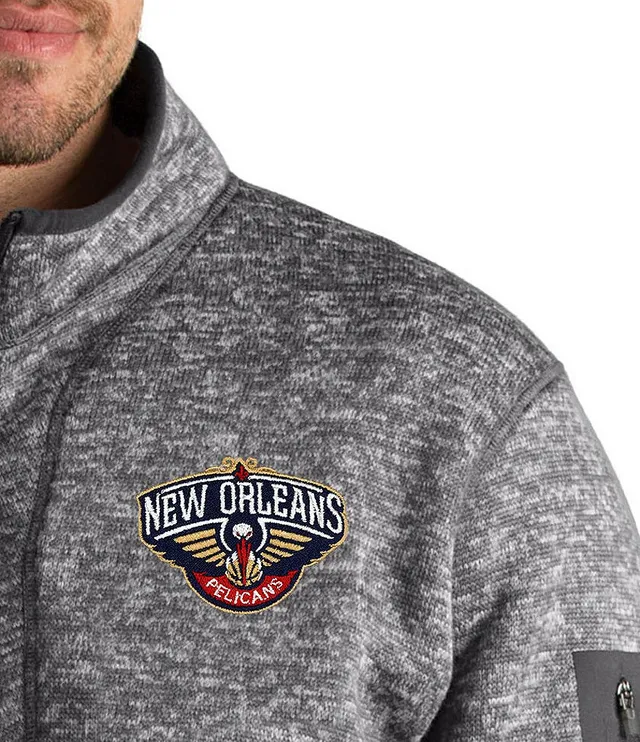 New Orleans Black Pelicans Antigua Fortune Quarter-Zip Pullover Jacket -  Heather Charcoal