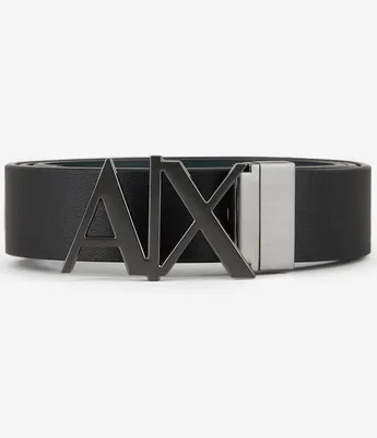 Armani Exchange Black AX Hinge 1.2 Reversible Belt