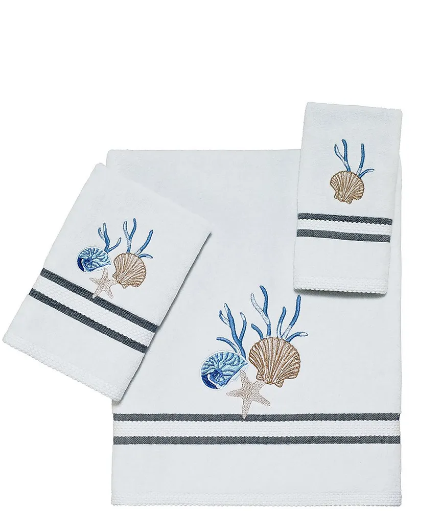 at Home Set of 3 Mixed Nile Blue Flat Terry Kitchen Towels