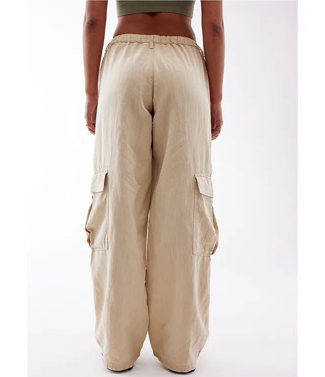 Bdg Urban Outfitters Linen Y2K Cargo Pants - Light Brown - Small