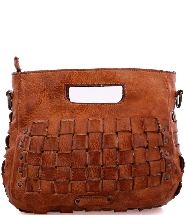 Bed Stu Keiki Tan Dip Dye Woven Leather Crossbody Bag