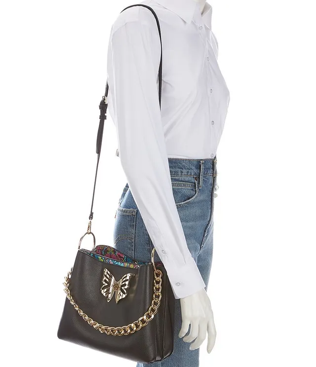 BRAHMIN Gala Collection Ivory Iguana Butterfly Shira Bucket Bag