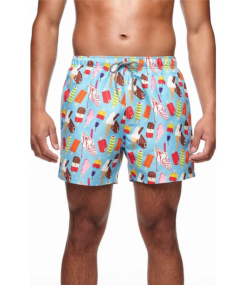 Psycho Bunny Damon Allover Logo Printed 5.75 Inseam Swim Trunks