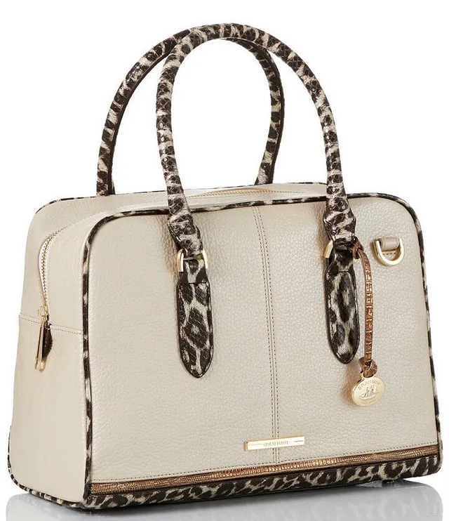 BRAHMIN Rockville Collection Hallie Ivory Iguana Satchel Bag