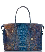 Brahmin Talulla Croc Embossed Leather Duffle Bag in Green