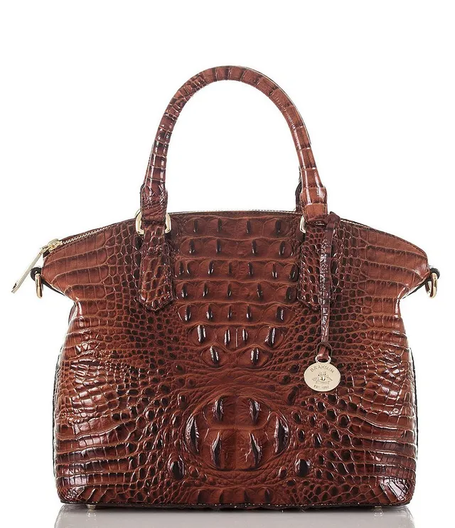 Brahmin Stacy Croc Embossed Leather Satchel In Pecan Melbourne