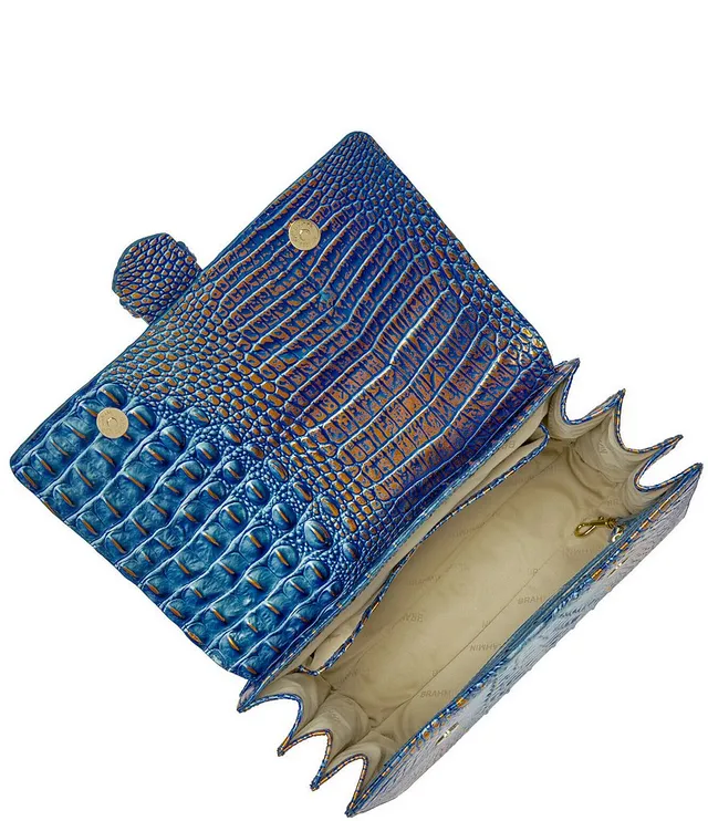 BRAHMIN Melbourne Collection Small Deep Azure Finley Carryall Satchel Bag