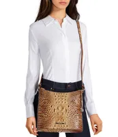 Brahmin Melbourne Collection Katie Crocodile-Embossed Crossbody Bag - Toasted Almond