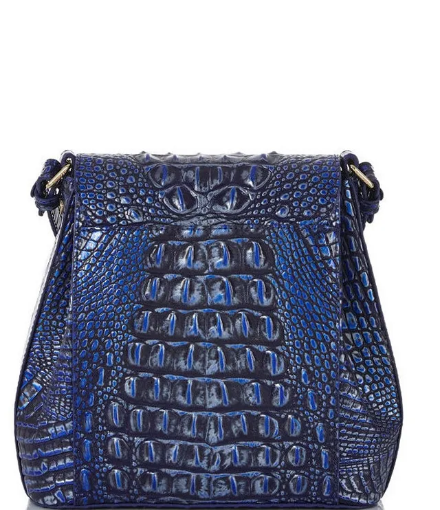 Brahmin Turquoise Blue Croc Embossed Crossbody Melbourne Bag 