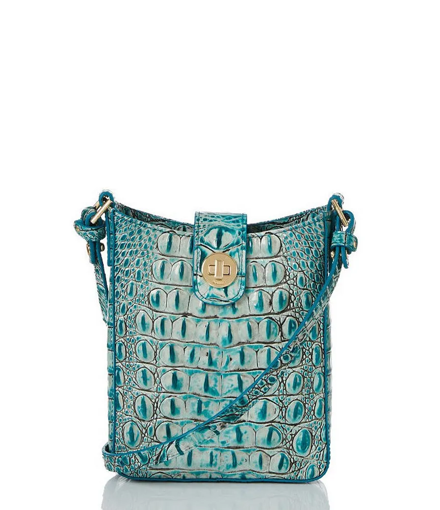 Margo Leather Crossbody, Mineral Blue