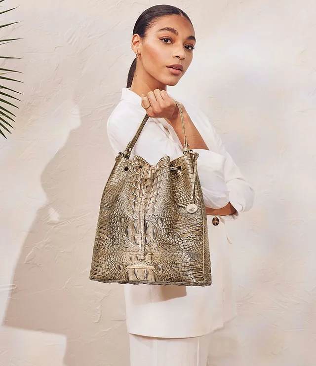 Brahmin Melbourne Collection Lush Shira Crocodile-Embossed Bucket Bag - Lush