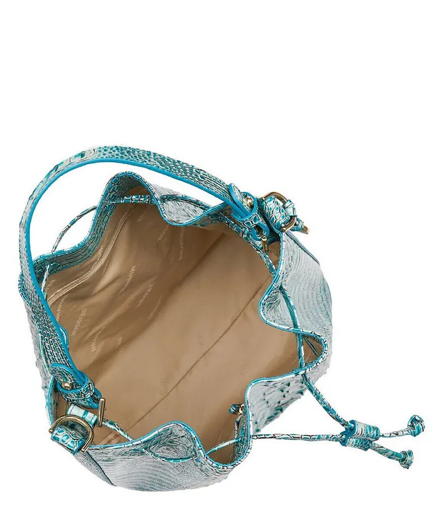 BRAHMIN Melbourne Collection Marlowe Dusty Blue Drawstring Shoulder Bucket  Bag