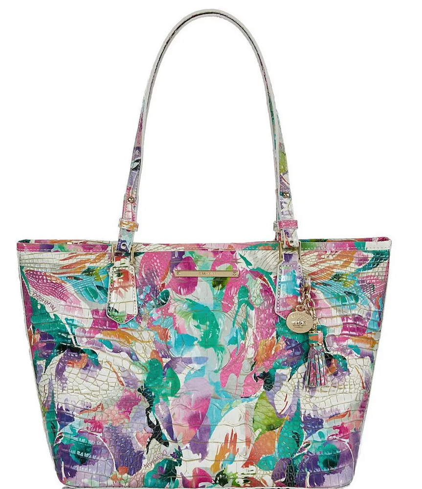 BRAHMIN Melbourne Collection Medium Asher Rainbow Print Tote Bag