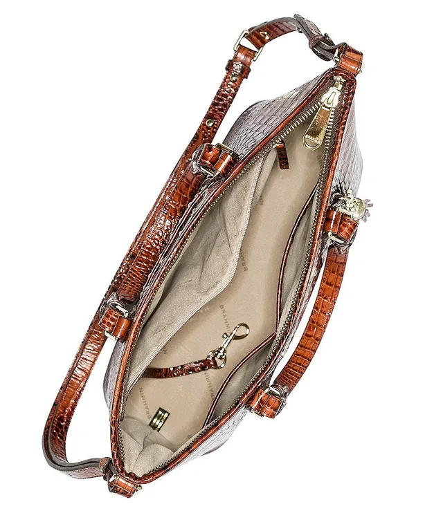 BRAHMIN Melbourne Collection Leather Crocodile-Embossed Medium Asher  Tasseled Tote Bag