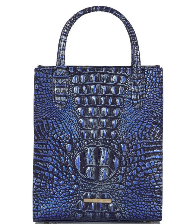 Brahmin April Melbourne Large Embossed Leather Tote in Blue