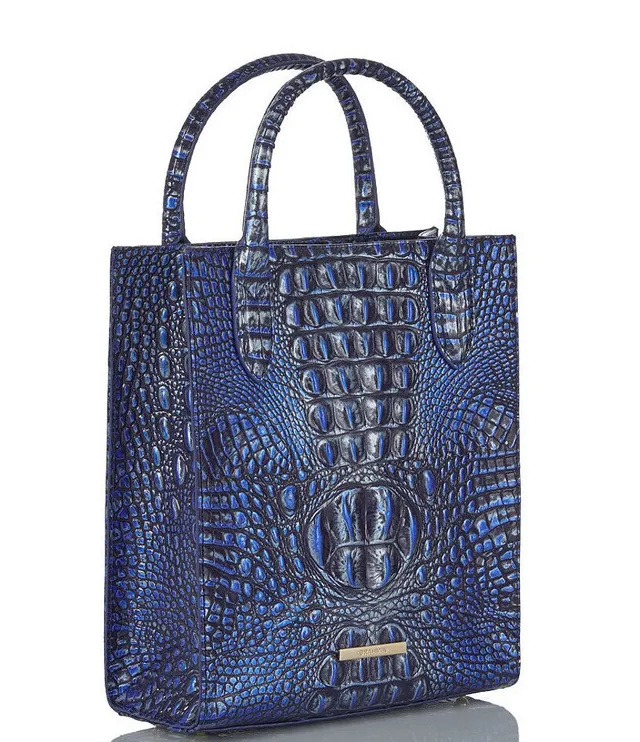 Brahmin April Melbourne Large Embossed Leather Tote in Blue