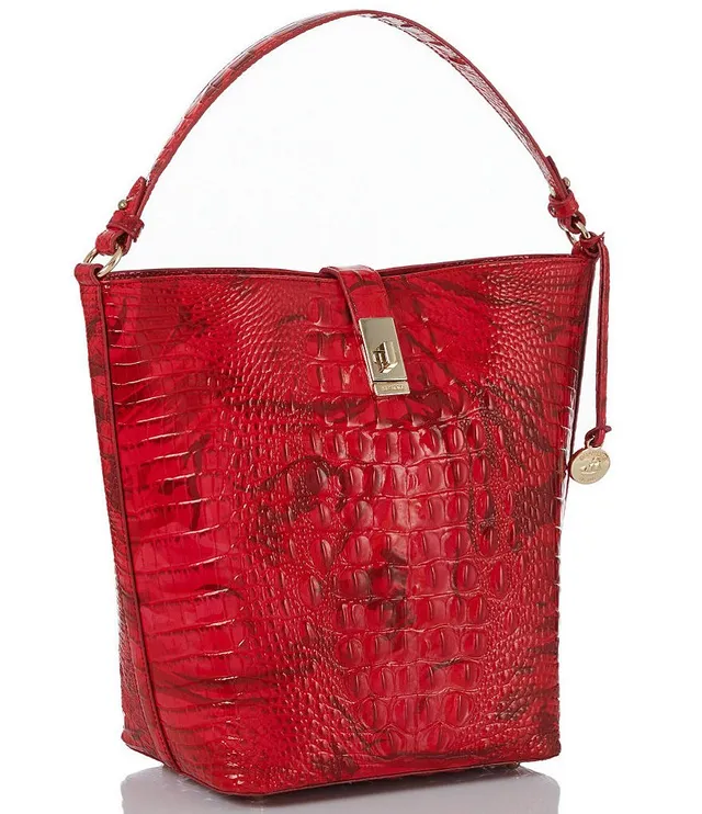 Brahmin Red Crocodile Embossed Leather Satchel Hand Bag
